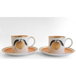 1960s Susie Cooper Pomme d'Or Gold Apple Coffee Cups Bone China England